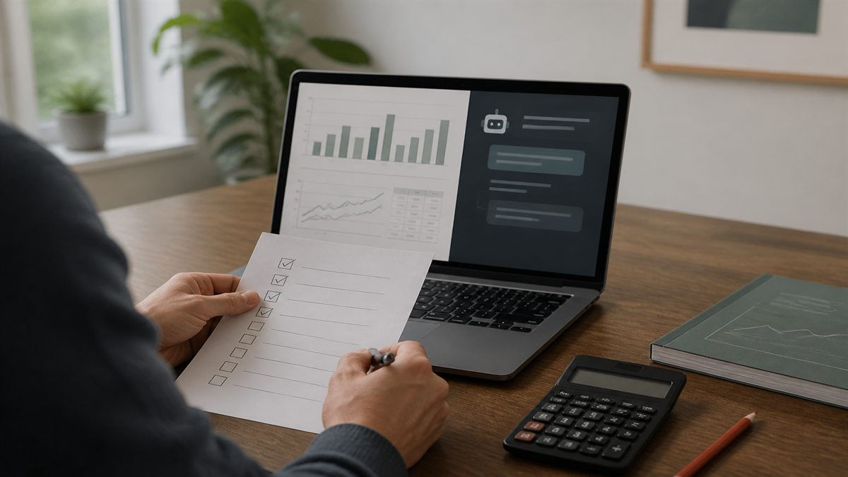 A beginner using AI to organize an investment-research checklist