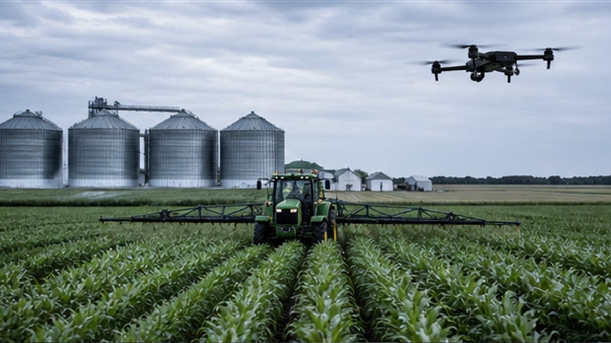 Editorial photograph illustrating: Canadian farms are turning AI into a field-level operations tool.
