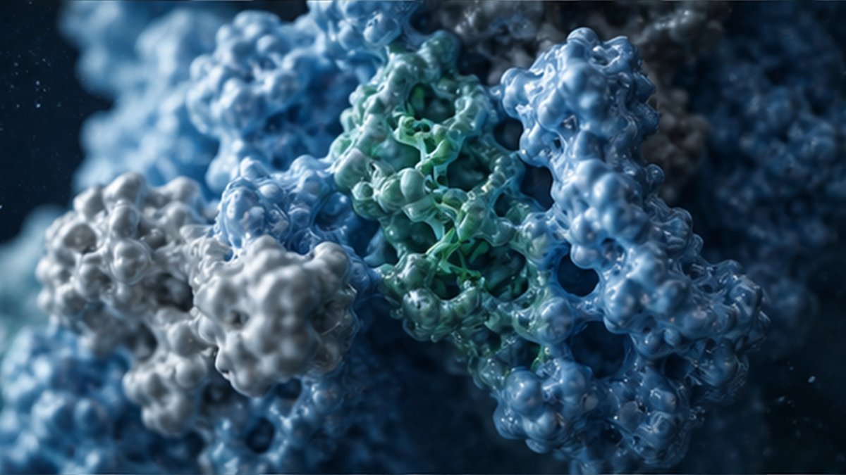 Editorial photograph illustrating: AlphaFold changed biology by making a hard prediction widely accessible.