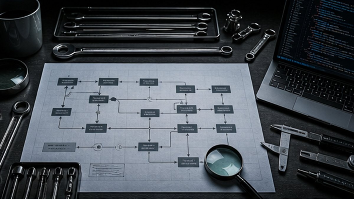 Editorial photograph illustrating: Agentic coding tools are taking on larger pieces of the software lifecycle.