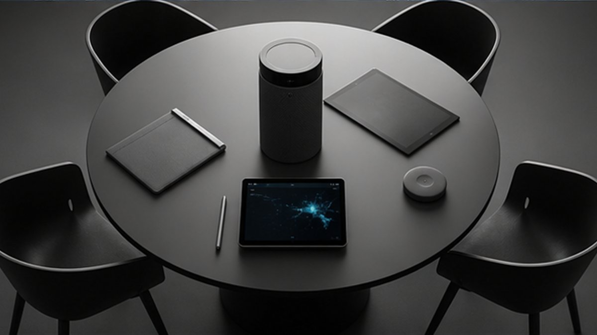 Editorial photograph illustrating: AI collaboration is moving from the prompt box into the room.