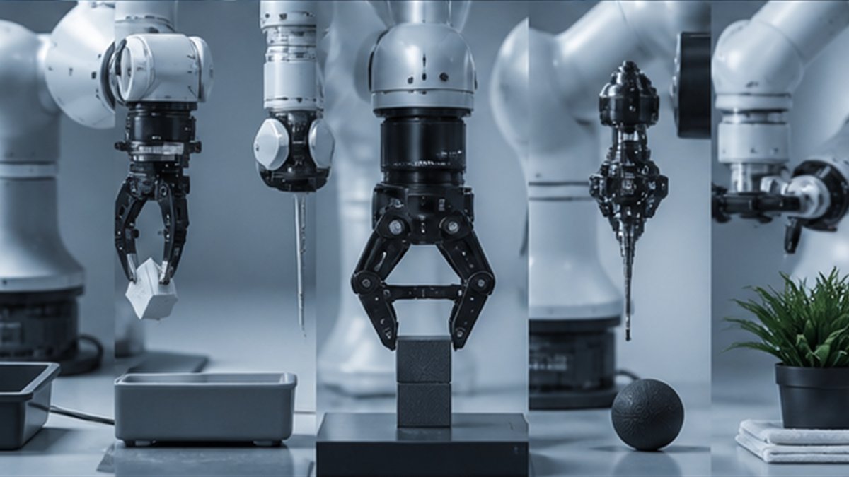 Editorial photograph illustrating: Robotics foundation models are learning across tasks instead of one machine at a time.